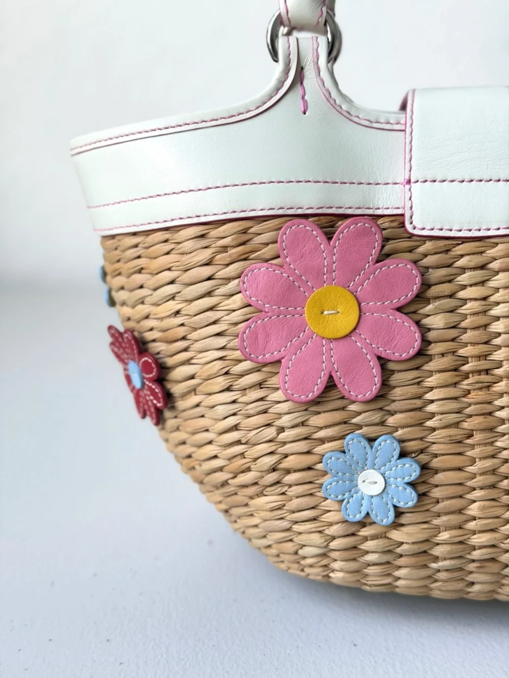 Y2K Coach Soho Straw Floral Basket Tote - Picture 6 of 16